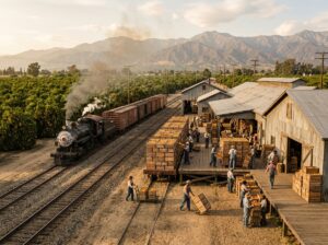 Covina railroad and citrus packinghouses