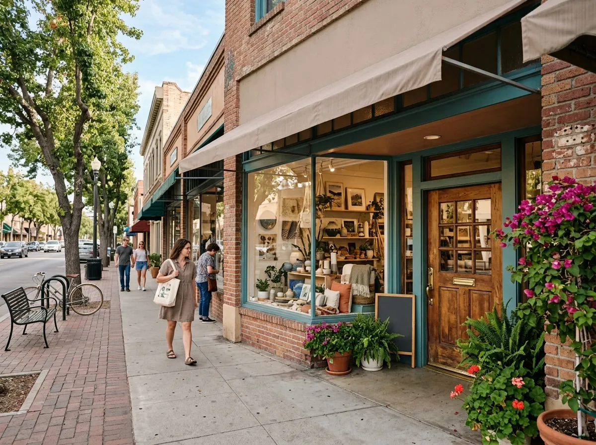 Independent gift shop storefront on North Citrus Avenue in Covina